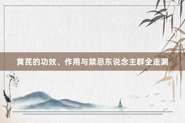 黄芪的功效、作用与禁忌东说念主群全走漏